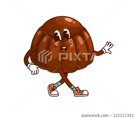 Groovy cartoon chocolate candy funny character with happy smile on face, vector comic emoji. Funky confection praline or groovy chocolate candy with cute and cheerful smile for sweet cartoon character Groovy cartoon chocolate candy funny character with happy smile on face, vector comic emoji. Funky confection praline or groovy chocolate candy with cute and cheerful smile for sweet cartoon character 122221352