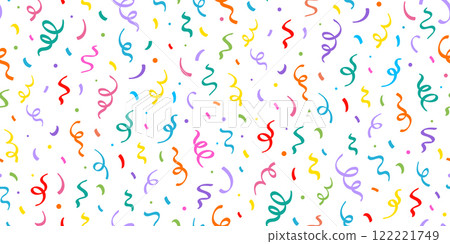 Birthday confetti seamless pattern background. Birthday decoration confetti, ribbon element, cute seamless pattern. Fun childish color abstract decoration element background. Vector Birthday confetti seamless pattern background. Birthday decoration confetti, ribbon element, cute seamless pattern. Fun childish color abstract decoration element background. Vector 122221749