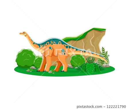 Cartoon apatosaurus dinosaur character. Paleontology lizard isolated vector cute mascot, extinct reptile or Jurassic era dinosaur funny character. Prehistoric flora and animal cheerful personage Cartoon apatosaurus dinosaur character. Paleontology lizard isolated vector cute mascot, extinct reptile or Jurassic era dinosaur funny character. Prehistoric flora and animal cheerful personage 122221790