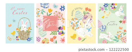 Cute hand-drawn Easter postcard design set 122222500