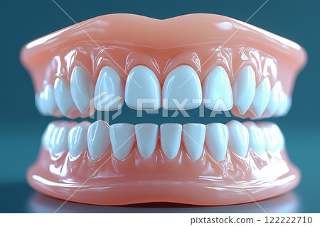 Detailed representation of dental models showcasing perfect alignment and whitening 122222710