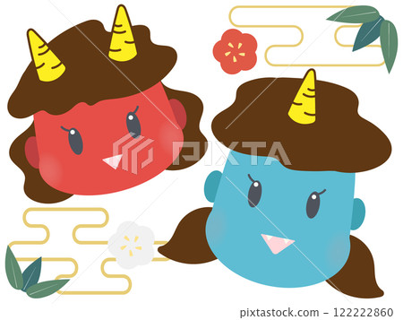 Setsubun motif of red and blue demons Setsubun motif of red and blue demons 122222860
