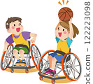 Children experiencing wheelchair basketball 122223098