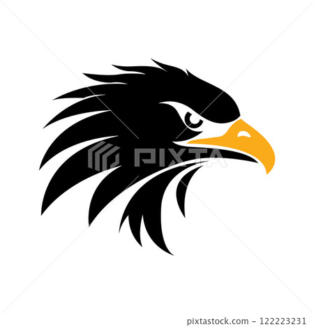 eagle head profile black white yellow  logo v11 122223231