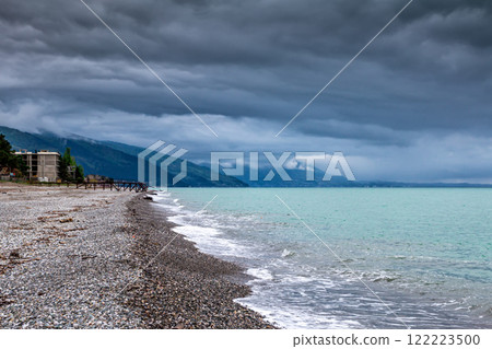 Picturesque seashore on a mainly cloudy day 122223500