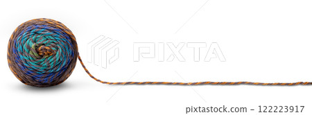 Texture of yarn stretched from colorful balls of yarn Texture of yarn stretched from colorful balls of yarn 122223917