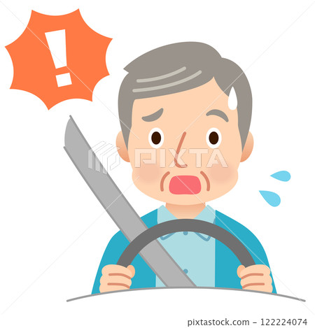 Panicking elderly driver Elderly driving 122224074
