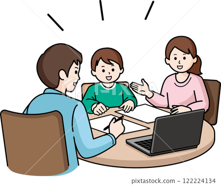 Family meeting: boy and parents 122224134