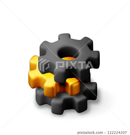 3D geometric gold and black gear wheels 3D geometric gold and black gear wheels 122224207