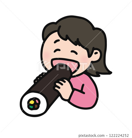 Woman eating ehomaki Woman eating ehomaki 122224252