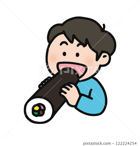 A man eating ehomaki 122224254