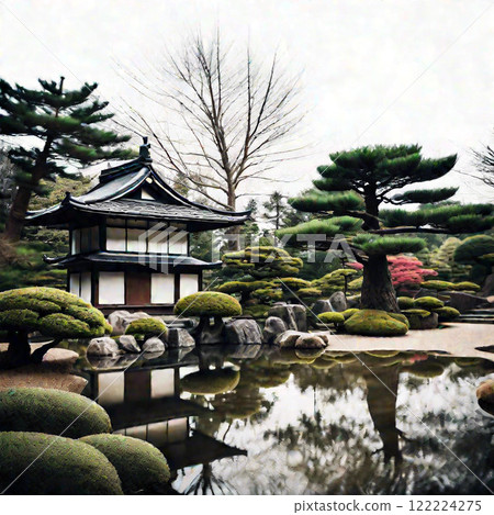 A garden with a pond 122224275