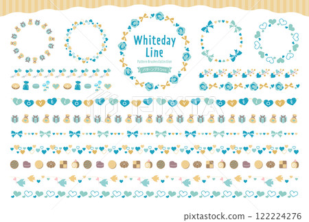 White Day decorative borders and lines set / pattern brush included 122224276