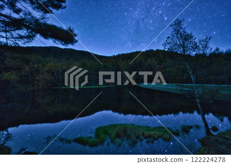 Starry sky reflected on Mishaka Pond Starry sky reflected on Mishaka Pond 122224278
