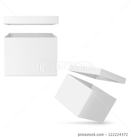 Set of Blank White Open and Closed Square Boxes Vector Set of Blank White Open and Closed Square Boxes Vector 122224372