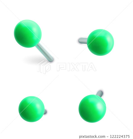Set of Green Push Pins Mockup for Office and Design Vector Set of Green Push Pins Mockup for Office and Design Vector 122224375