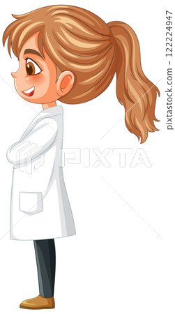 Smiling Girl in Lab Coat Illustration 122224947