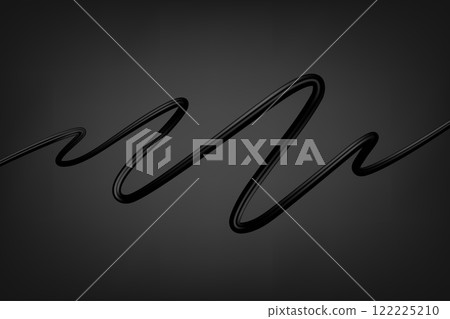 Black elegant ribbon on dark background. 3d vector illustration 122225210