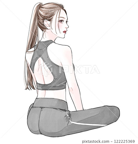 Woman wearing sportswear sitting Woman wearing sportswear sitting 122225369