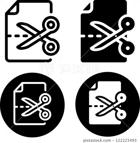 Scissors and clipping line file icon set 122225493