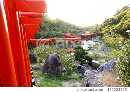 Bathed in the setting sun, the Senbon Torii gates twist like dragons 122225515