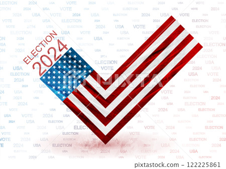 Bright red blue grunge check mark for the US presidential election 2024 Bright red blue grunge check mark for the US presidential election 2024 122225861