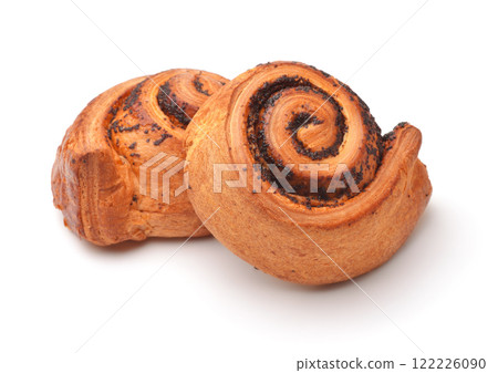 Two sweet puff buns with poppy seeds 122226090