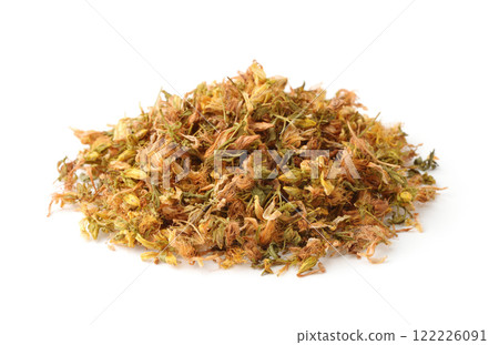 Pile of dried Hypericum herb 122226091
