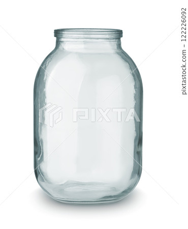 Front view of empty large glass jar 122226092