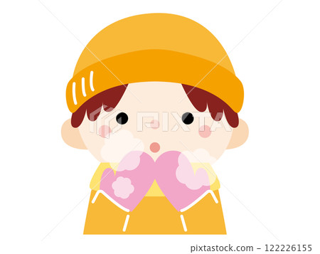 Illustration of a boy with cold breath, color 122226155