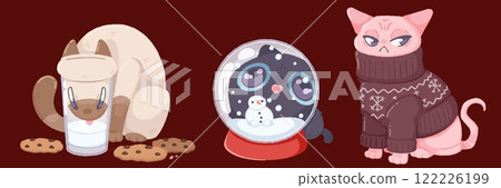 Christmas cats set in cozy winter settings Christmas cats set in cozy winter settings 122226199