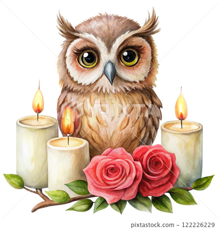 Owls  Valentine's Day Clipart Watercolor  122226229