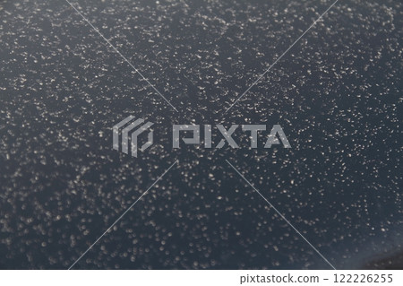 Car hood dirty with yellow sand Car hood dirty with yellow sand 122226255