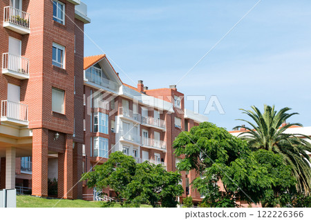Overview of buildings with individual dwellings for private use in a city. Overview of buildings with individual dwellings for private use in a city. 122226366
