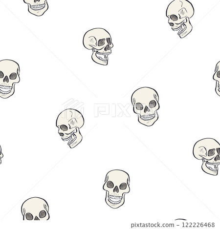 Seamless pattern with hand drawn inky skulls Seamless pattern with hand drawn inky skulls 122226468