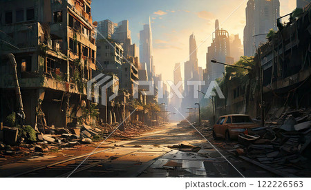 荒涼的未來城市（AI 生成圖像） 122226563