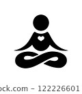 Meditation icon in flat style. Yogi with a heart. 122226601