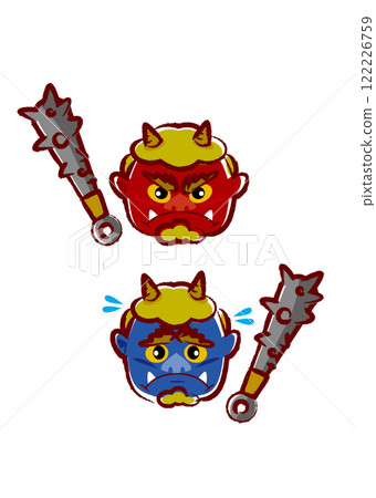 This is an illustration of red and blue demons, the Setsubun demons. 122226759
