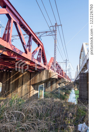 Iron bridge over the Katsura River in Kyoto 122226760