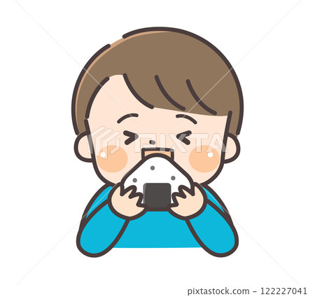 Boy eating rice balls Boy eating rice balls 122227041