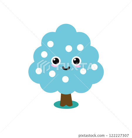 Snow Covered Tree Winter Landscape Vector Illustration for Seasonal Designs 122227307