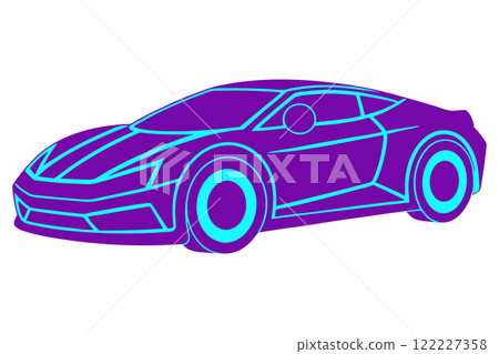 A bold, stylized silhouette of a modern sports car. A bold, stylized silhouette of a modern sports car. 122227358