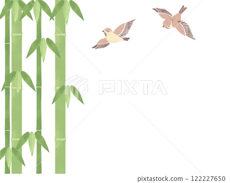 Bamboo and sparrow background illustration 122227650