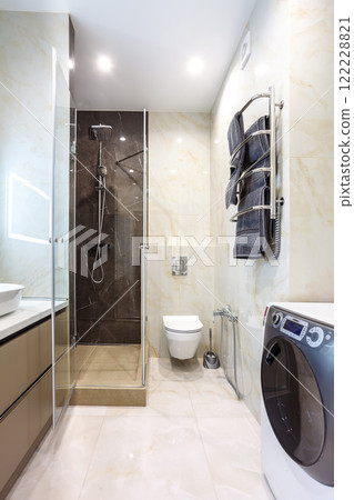 Luxury bathroom interior design and ceramic tile wall 122228821