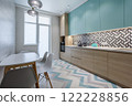 Modern renovated kitchen with flat design 122228856