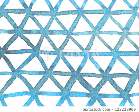 Abstract blue watercolor geometric pattern with crisscross lines and white 122228909