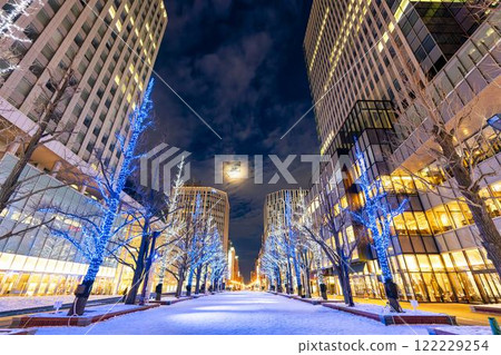 Winter illuminations at Kita 3-jo Square (Akapla) in front of the former Hokkaido Prefectural Government Office (Red Brick Building) Sapporo, Hokkaido 122229254