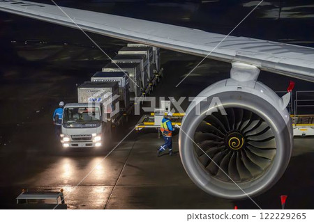 New Chitose Airport at night, tractor and dolly, Chitose, Hokkaido 122229265