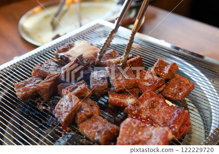 Korean traditional BBQ food. raw beef ribs 122229720