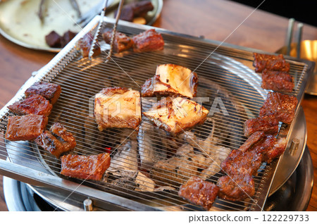 Korean traditional BBQ food. raw beef ribs 122229733